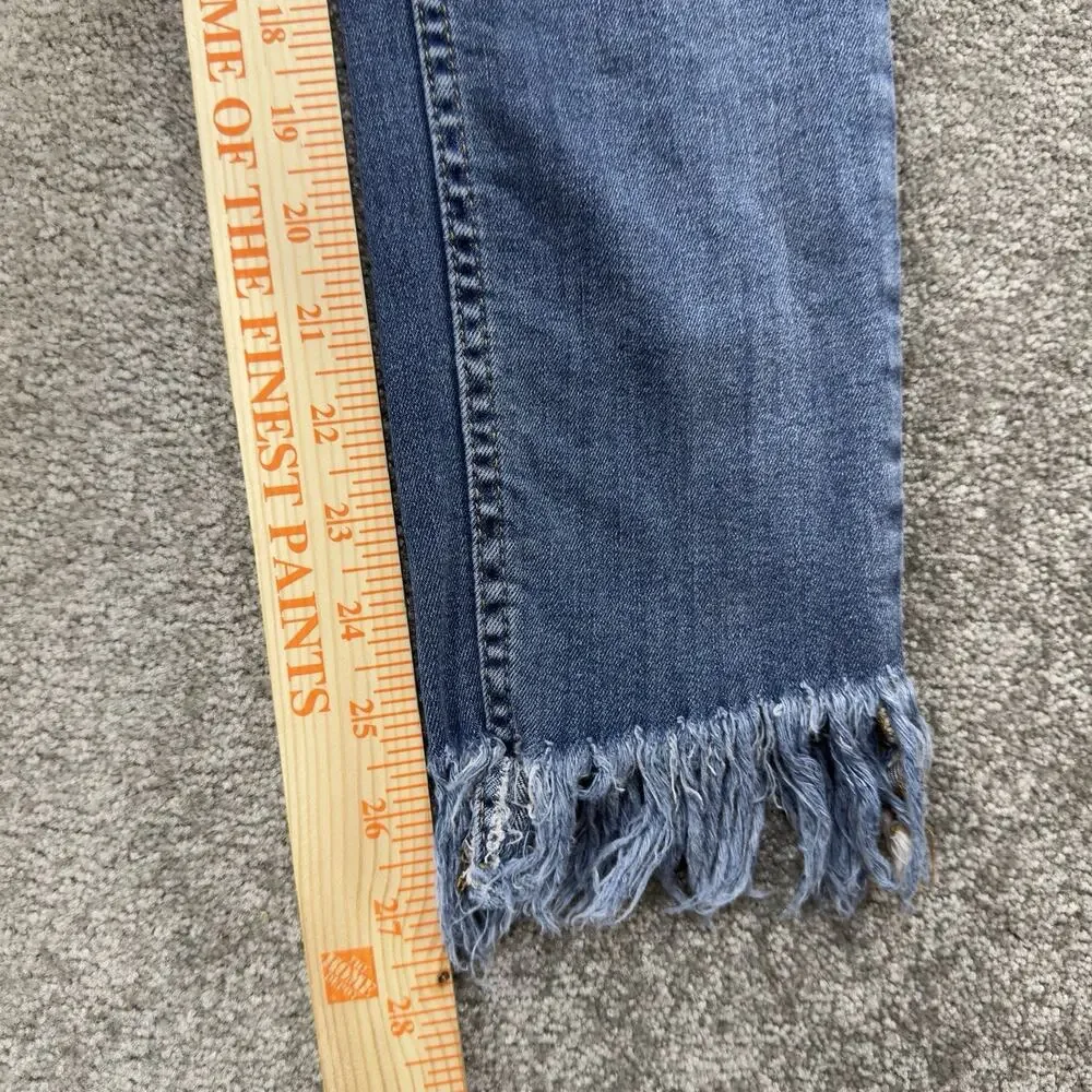 Free People Skinny Jeans Womens 27 Blue‎ Denim Distressed Fray Raw Hem 16515125